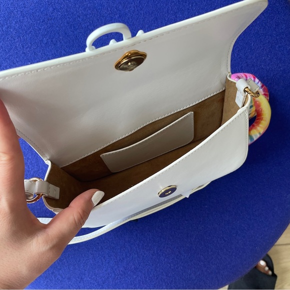 JW Anderson Women's White Leather Tie dye Chain Anchor Crossbody Purse Bag - Picture 10 of 12